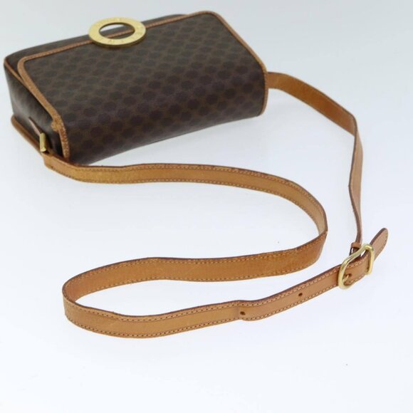 CELINE Macadam Canvas Shoulder Bag PVC Leather Brown - Picture 8 of 16